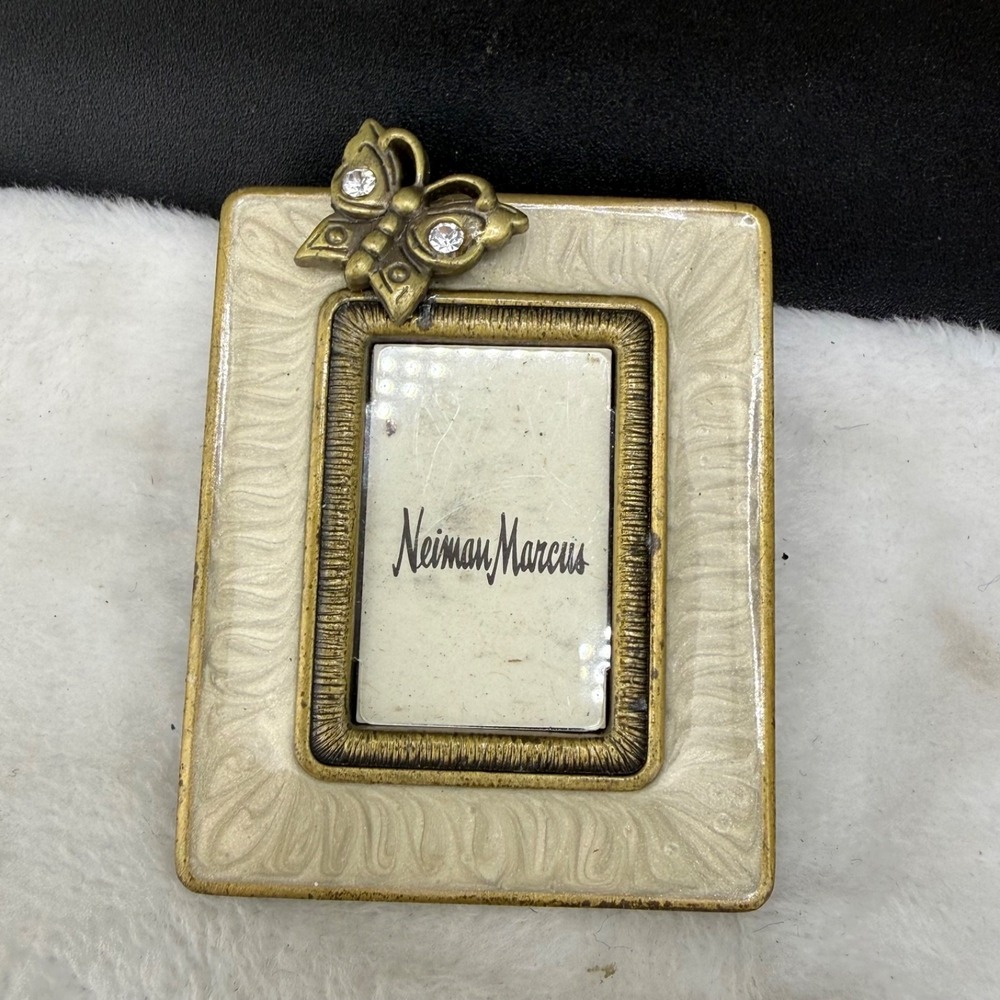 Vintage Jay Strongwater Picture‎ Frame Gold Butterfly Enamel Rhinestone Mini